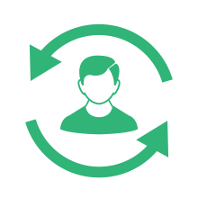 A man is surrounded by two arrows in a circle.