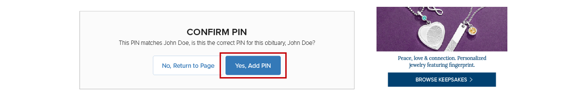 A screenshot of a website with a heart shaped necklace on it.