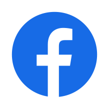 The facebook logo is in a blue circle on a white background.