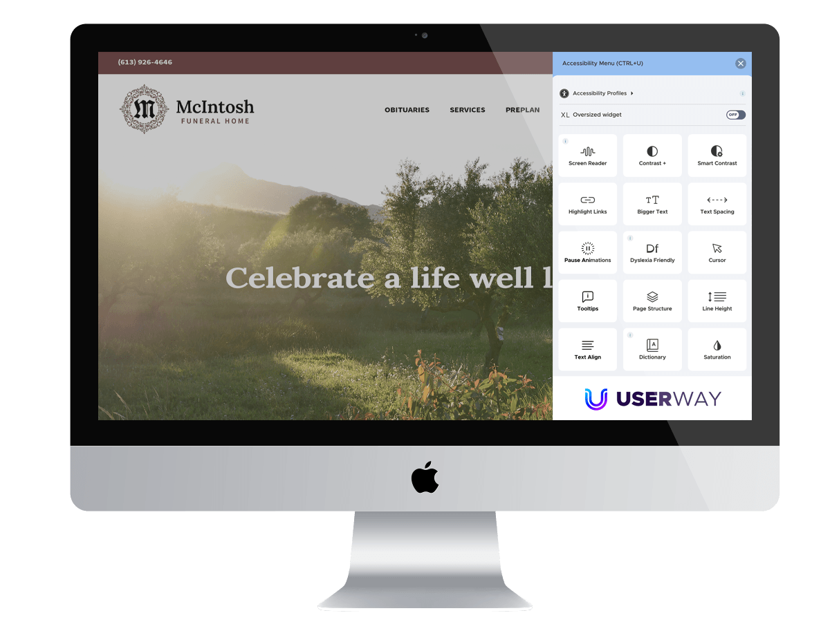 A computer monitor with a website on it that says celebrate a life well