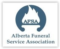 Logo for Alberta Funeral Service Association with blue flame emblem and AFSA initials