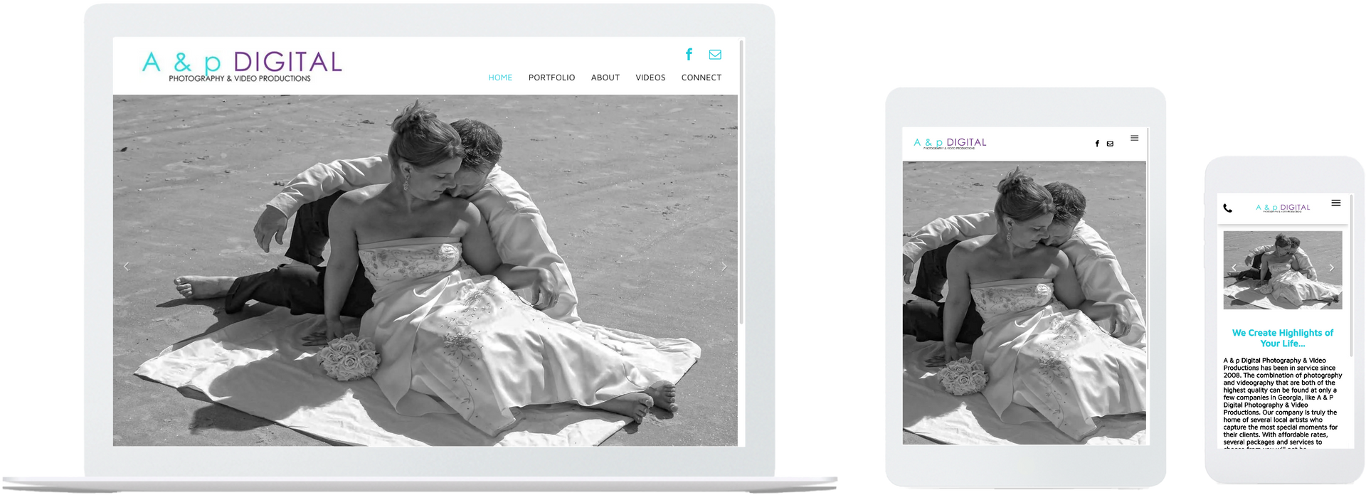 a bride and groom are sitting on a blanket on the beach .