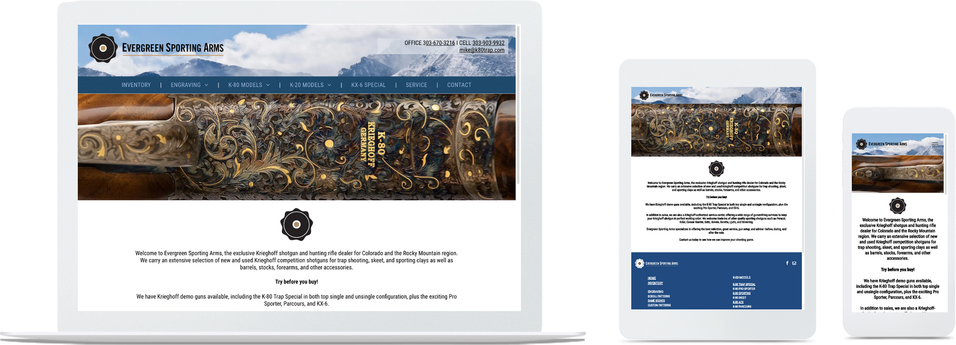 a laptop a tablet and a cell phone showing a website