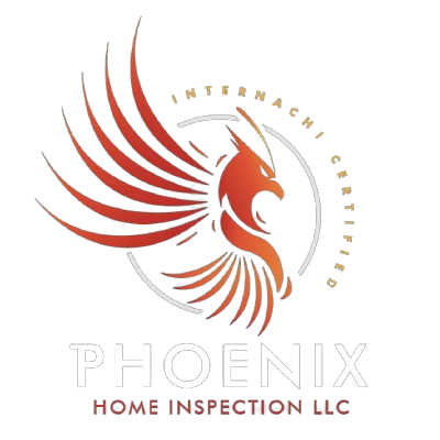 The logo for phoenix home inspection llc has a phoenix on it