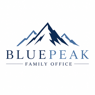 Blue mountain logo with text “BLUEPEAK FAMILY OFFICE” underneath