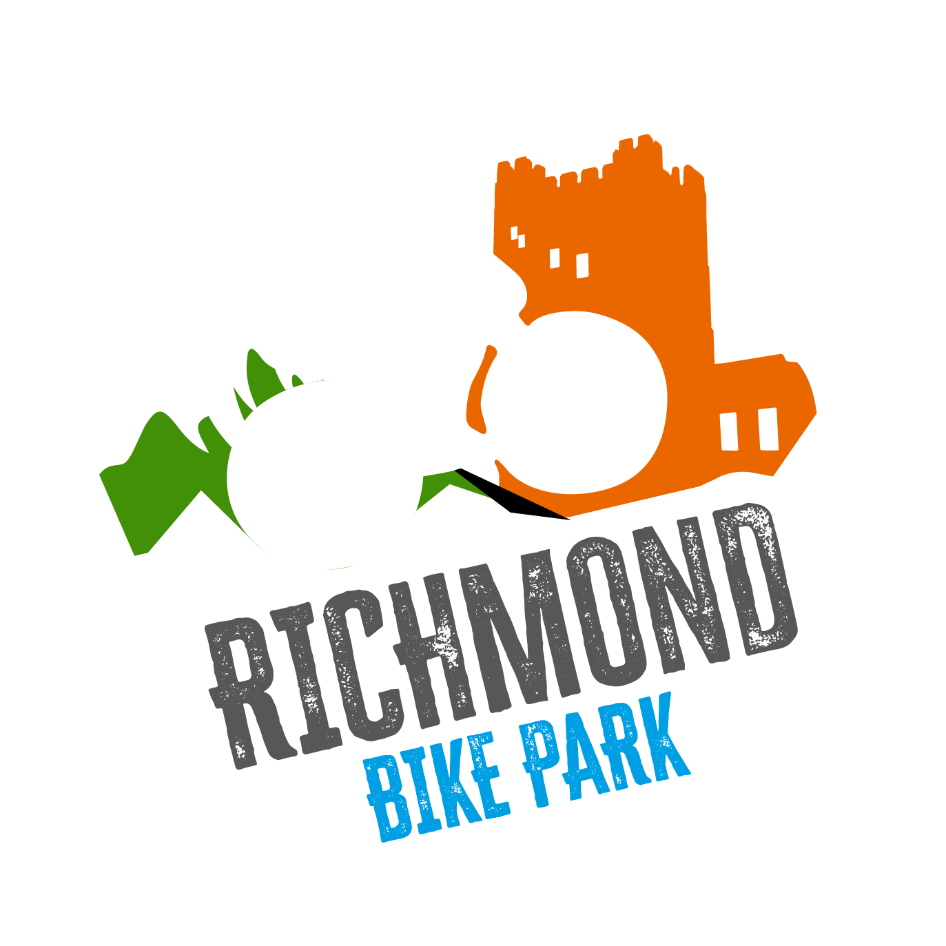 The logo for richmond bike park has a gear on it.