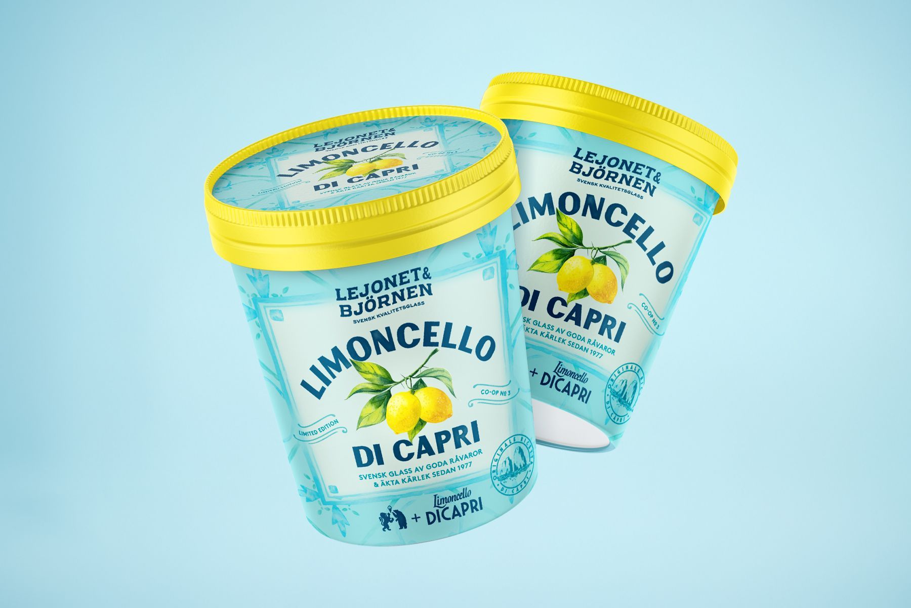 Two gelato containers with 