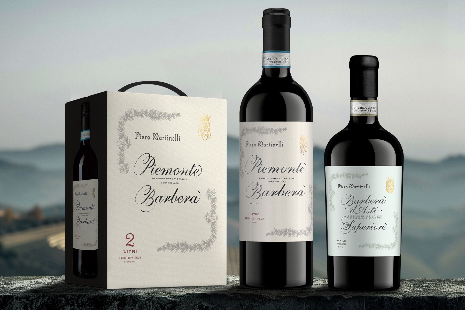 Wine bottles and box set with the words 