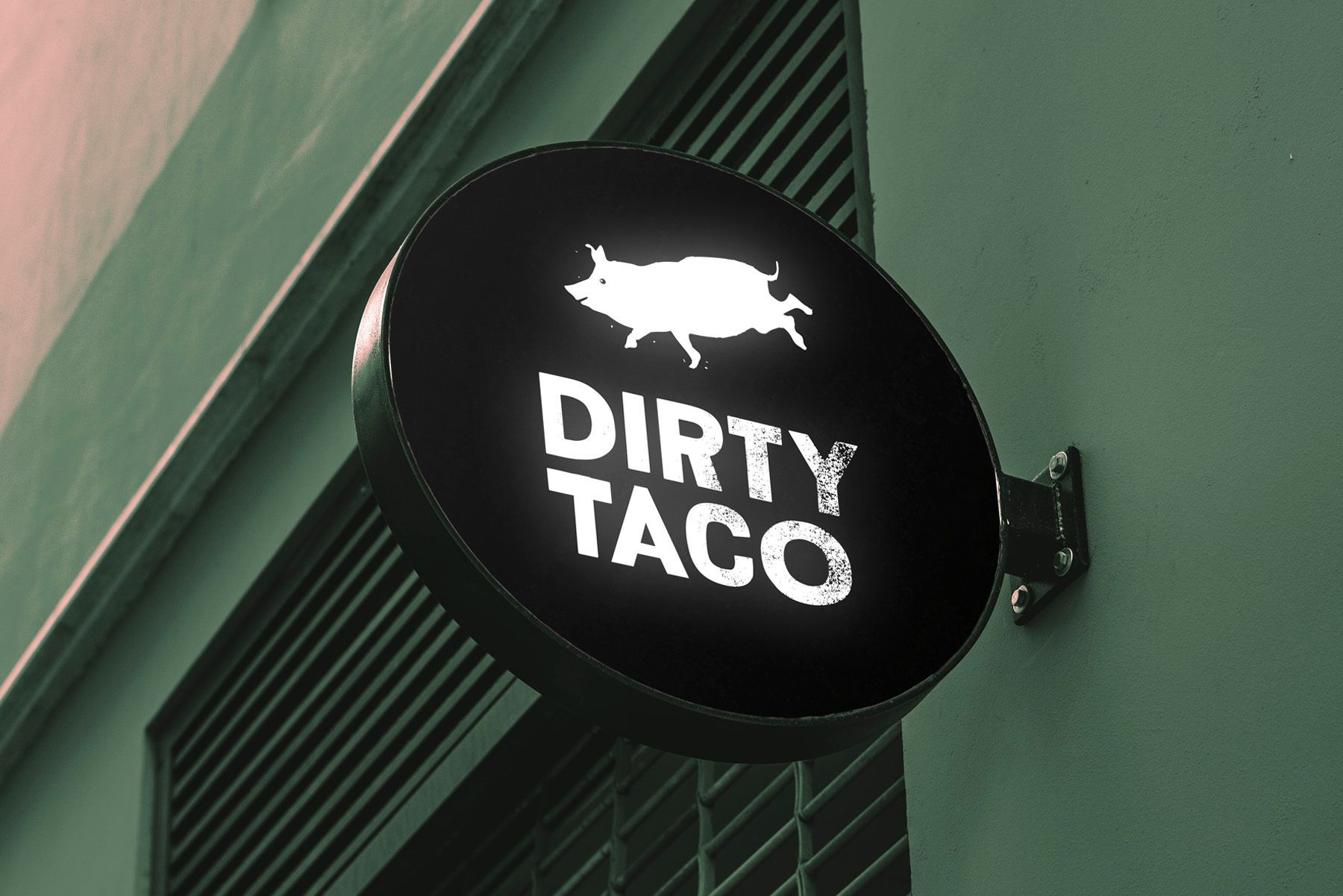 Round black sign for 