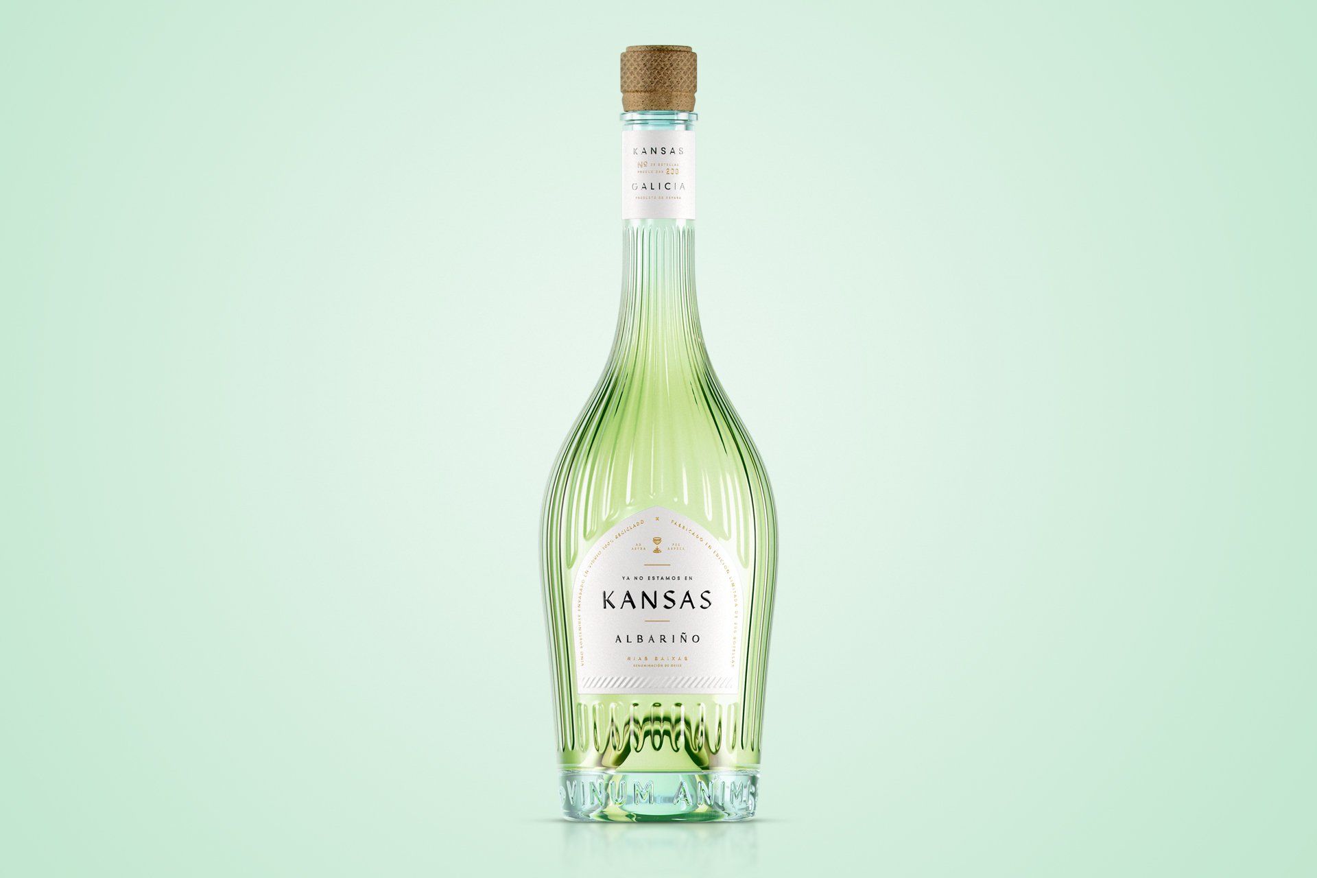 Green glass bottle of