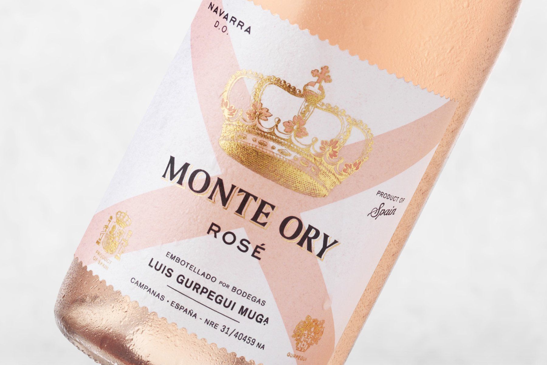 Close-up of a rosé wine bottle label: 