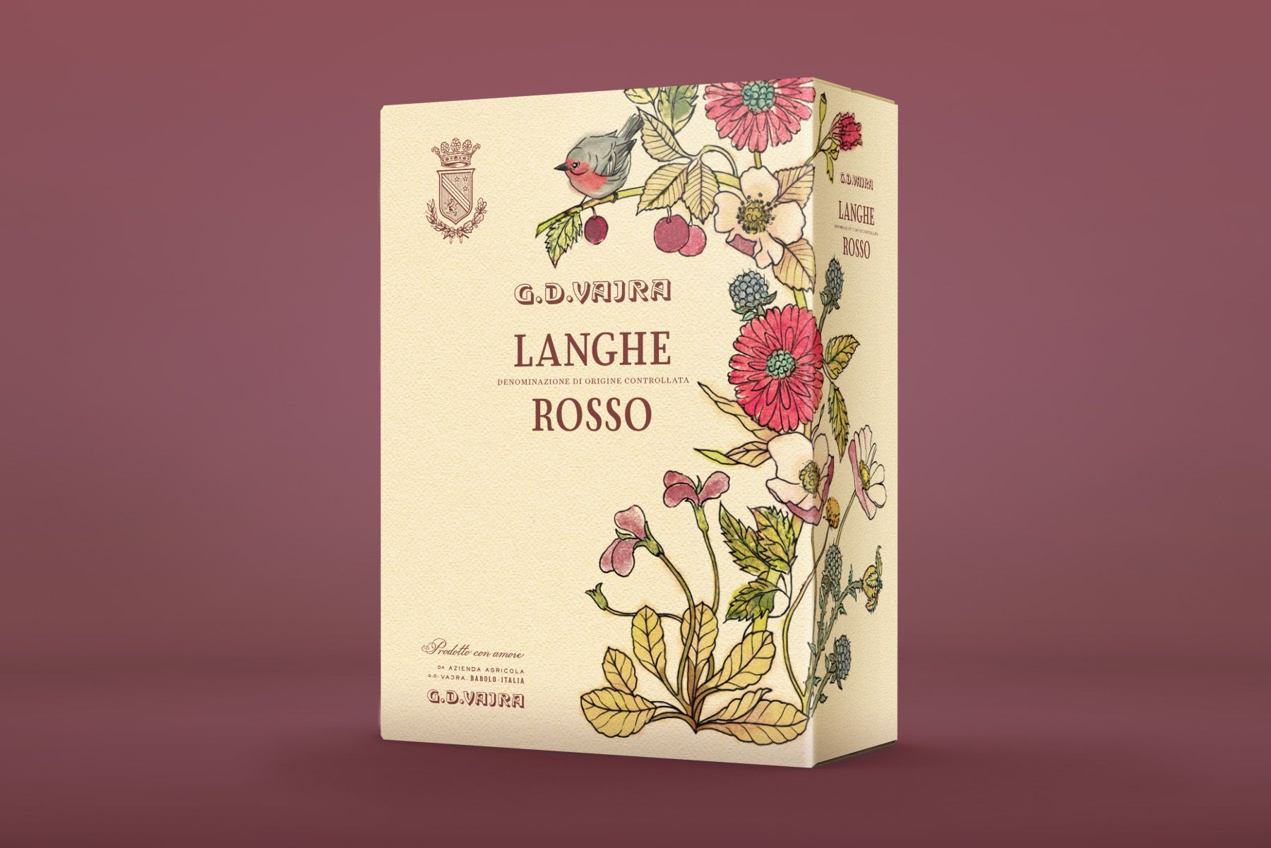 Wine BIB with floral design and text 