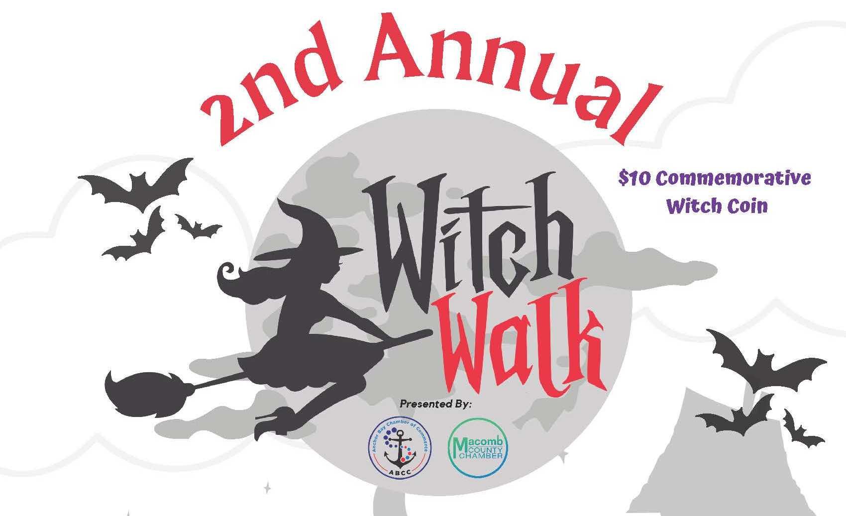 A poster for the 2nd annual witch walk on Saturday, October 5th, 2024.