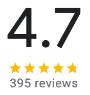 4. 7-star rating with four and a half stars and 395 reviews.