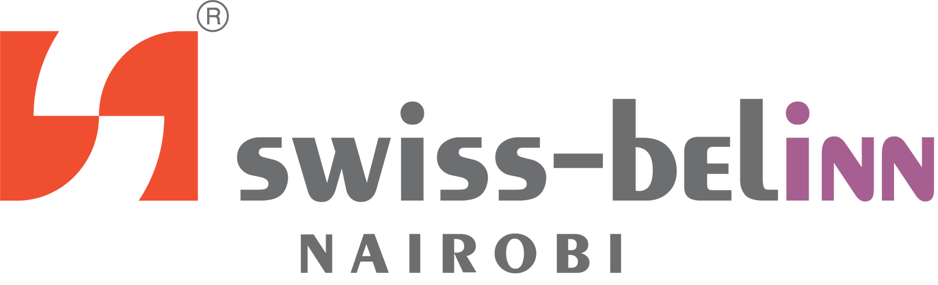 Logo of Swiss-Belinn Nairobi hotel with a red and white abstract design and gray text.