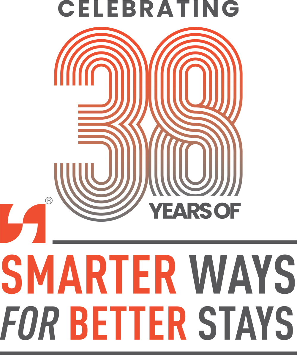 Celebrating 38 years. Logo: orange and grey 