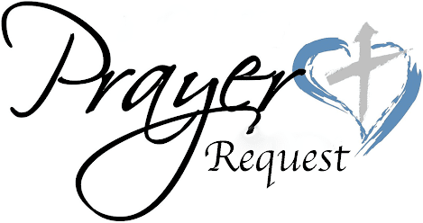 A logo for a prayer request with a heart and cross.