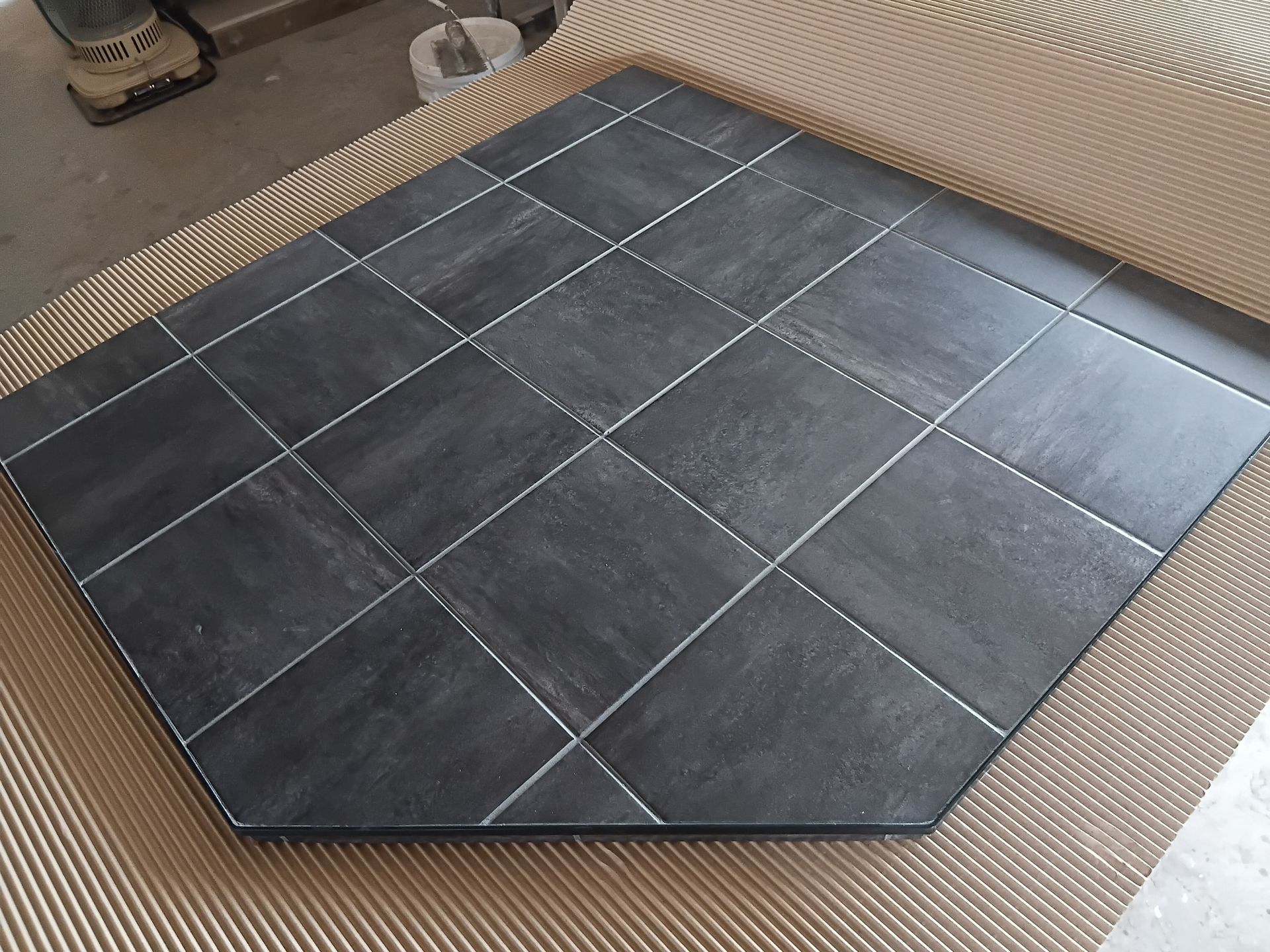 New Ash Cnr  Hearth 900 x 900 
Huston Basalto 200 x 200
Black Alloy Trim
Price  $ 350 Includes Gst 