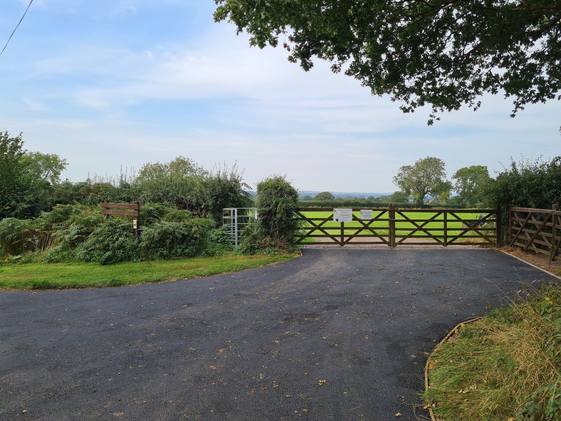 The Main Entrance, with the side entrance Kissing Gate to Fenns Meadow