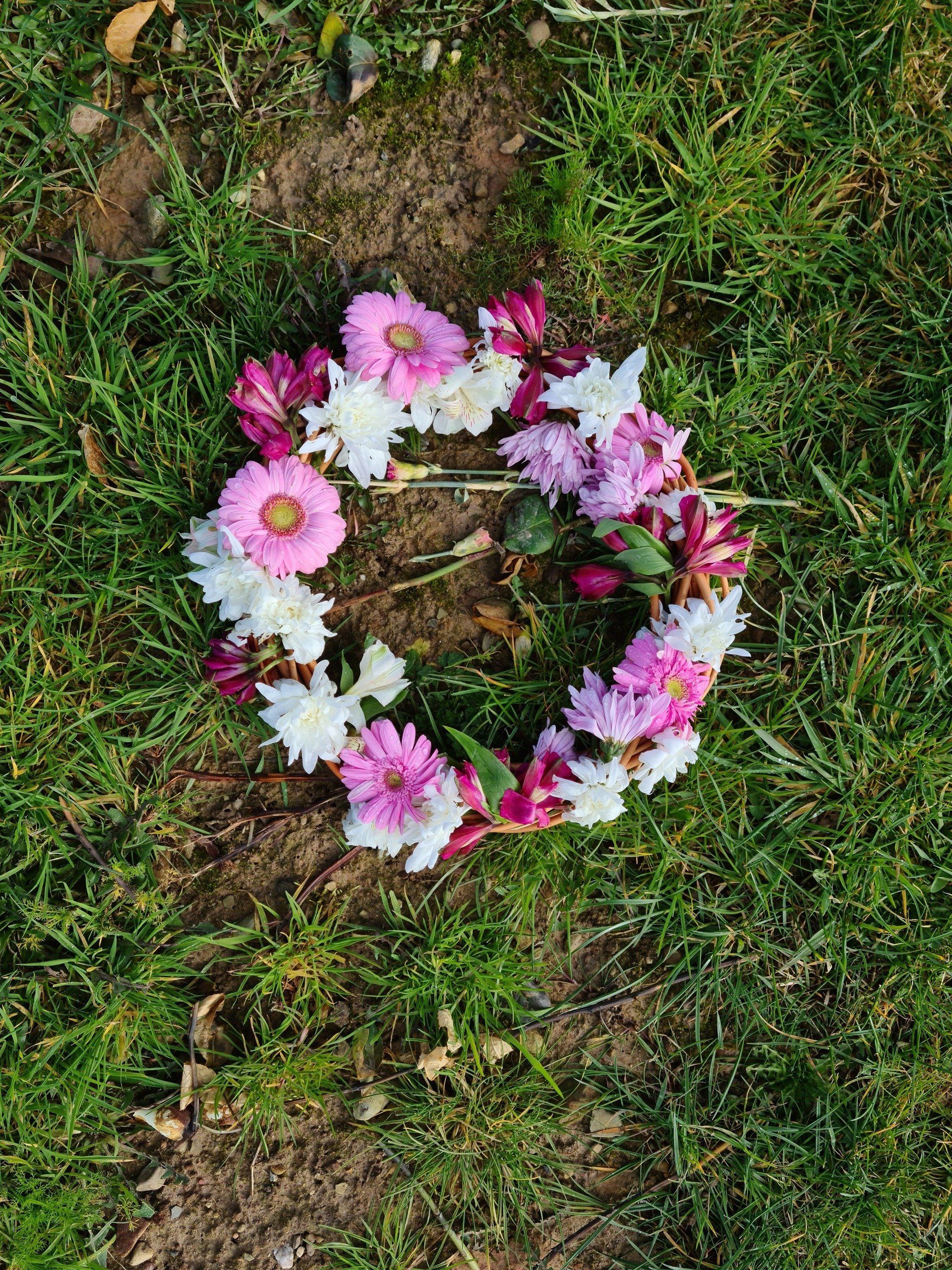 A Natural Wreath laid at Fenns Meadow