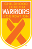 Childhood Leukemia Warriors Foundation logo: orange ribbon on gold shield with text.
