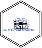 Logo: Hand holding hammer with "Quality & Affordable Renovations" text.