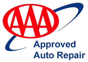 AAA Approved Auto Repair logo with red AAA oval and blue swoosh text