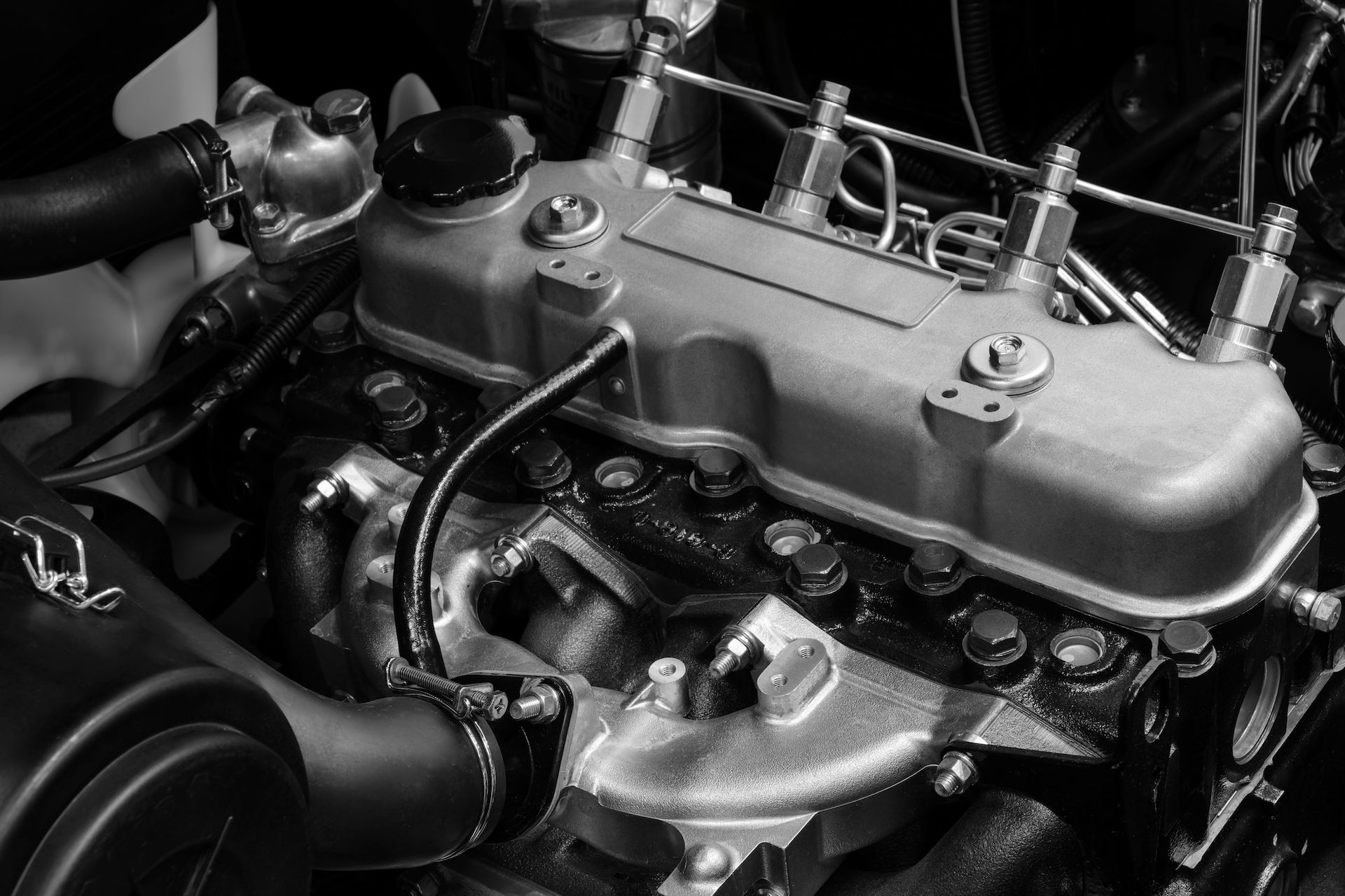 A Black And White Photo Of A Car Engine — Dynolink In Garbutt, QLD