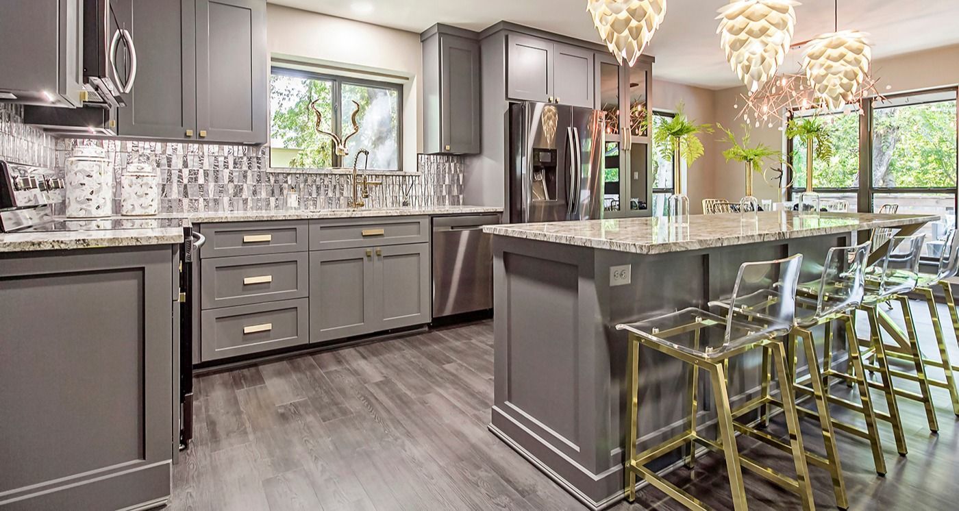 Kitchen with hardwood flooring