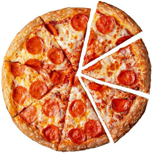 A Whole Pepperoni Cheese Pizza  with Three Separate Slices