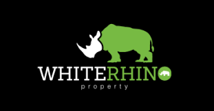 A green and white rhino logo for whiterhino property