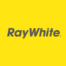 The ray white logo is on a yellow background.