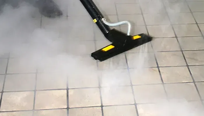 Steam cleaning tile grout