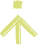 Pale green upward arrow with a dot above it.