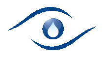 Un œil bleu avec une goutte d'eau au milieu