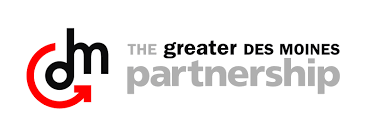A logo for the greater des moines partnership