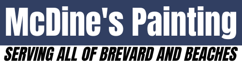 A logo for mcdine 's painting serving all of brevard and beaches