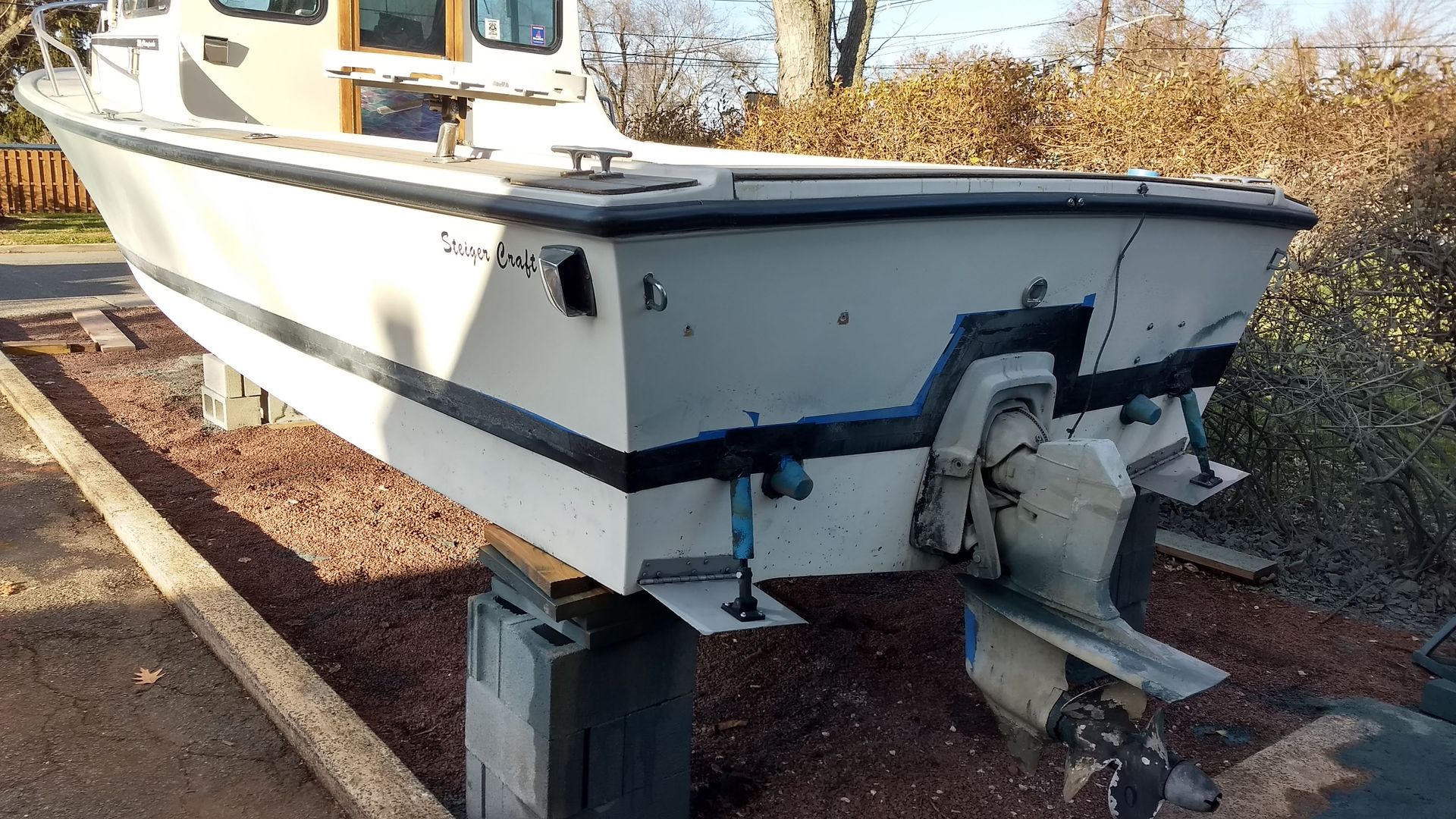 After antifoul paint stripping from boat bottom in Bristol Pa