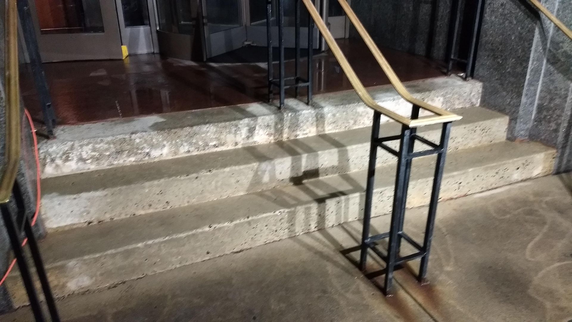 After paint removal sandblasting from concrete steps in Philadelphia Pa