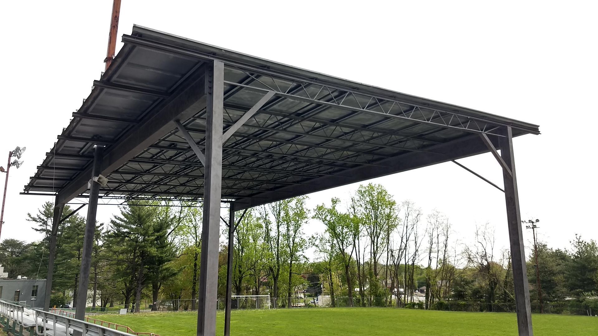 After rust and paint removal from steel canopy in Bensalem Pa