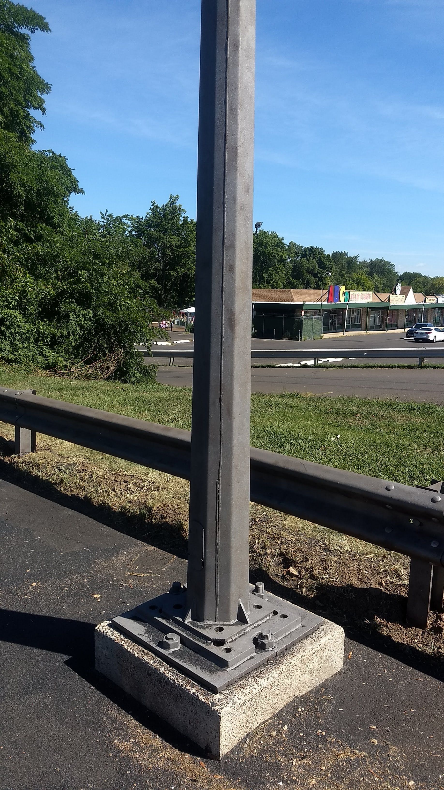 After severe rust removal from sign pole in Philadelphia Pa