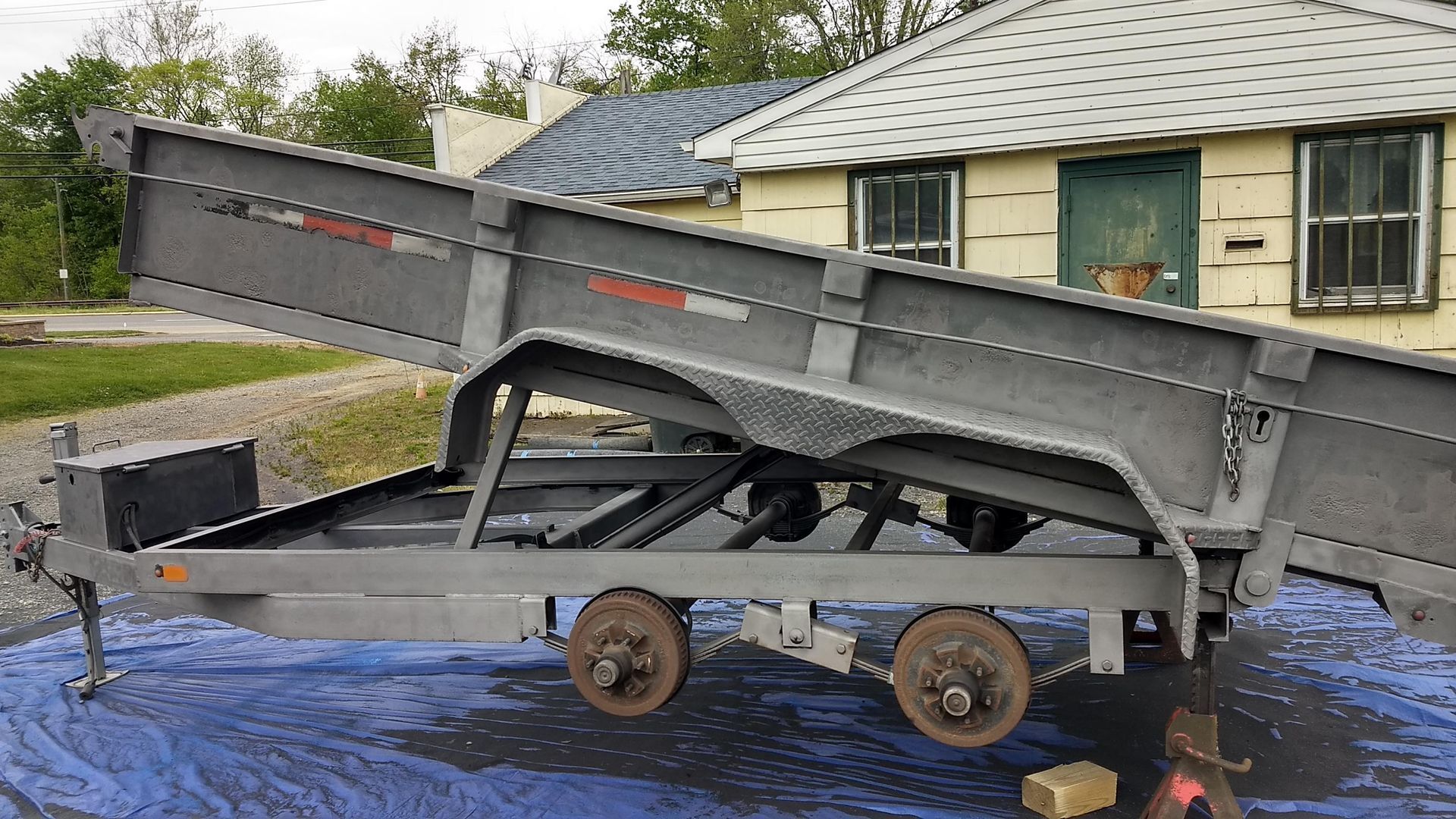 After steel dump trailer sandblasting in Ambler Pa