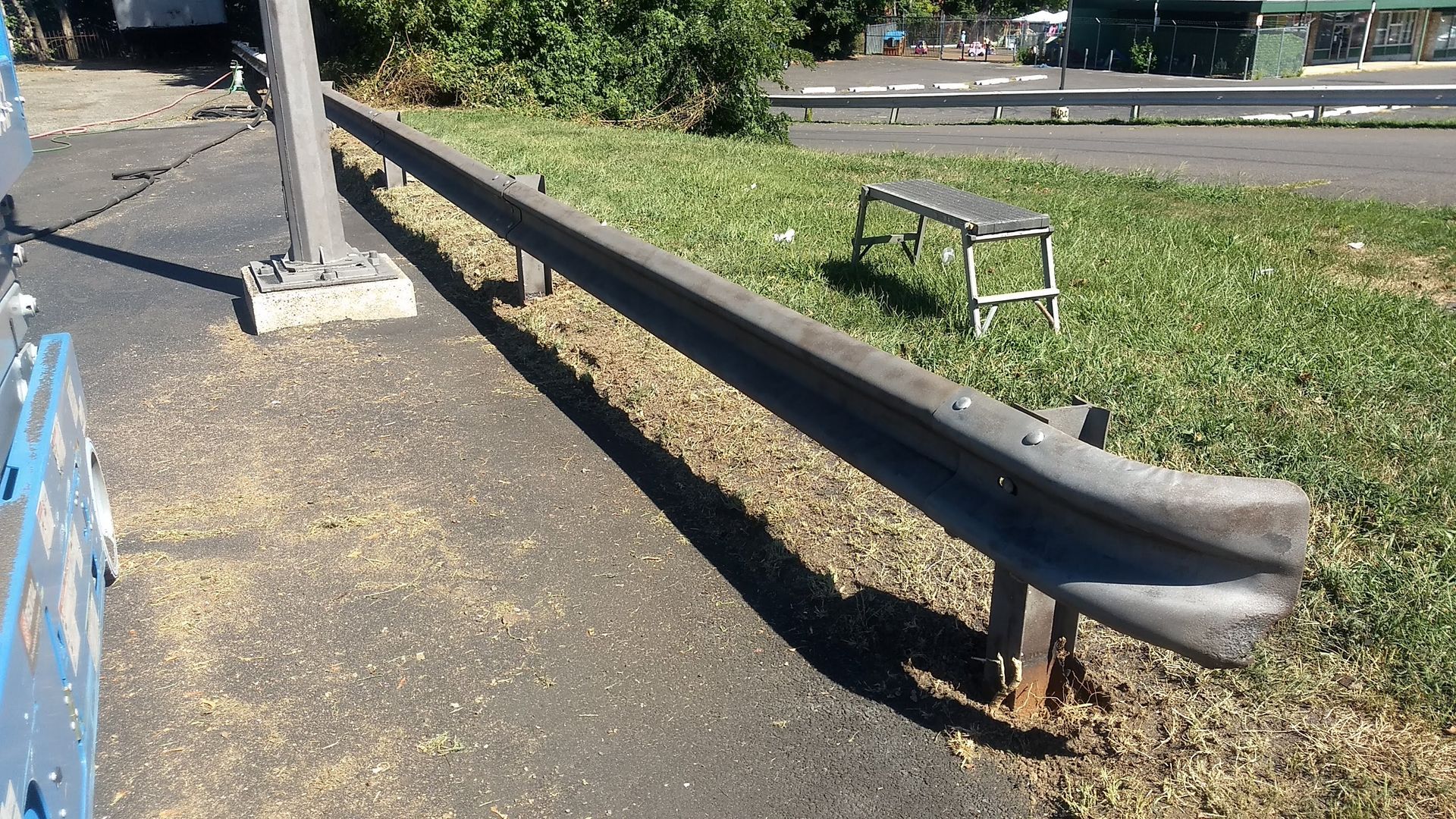  After steel guardrail rust removal sandblasting in Philadelphia Pa