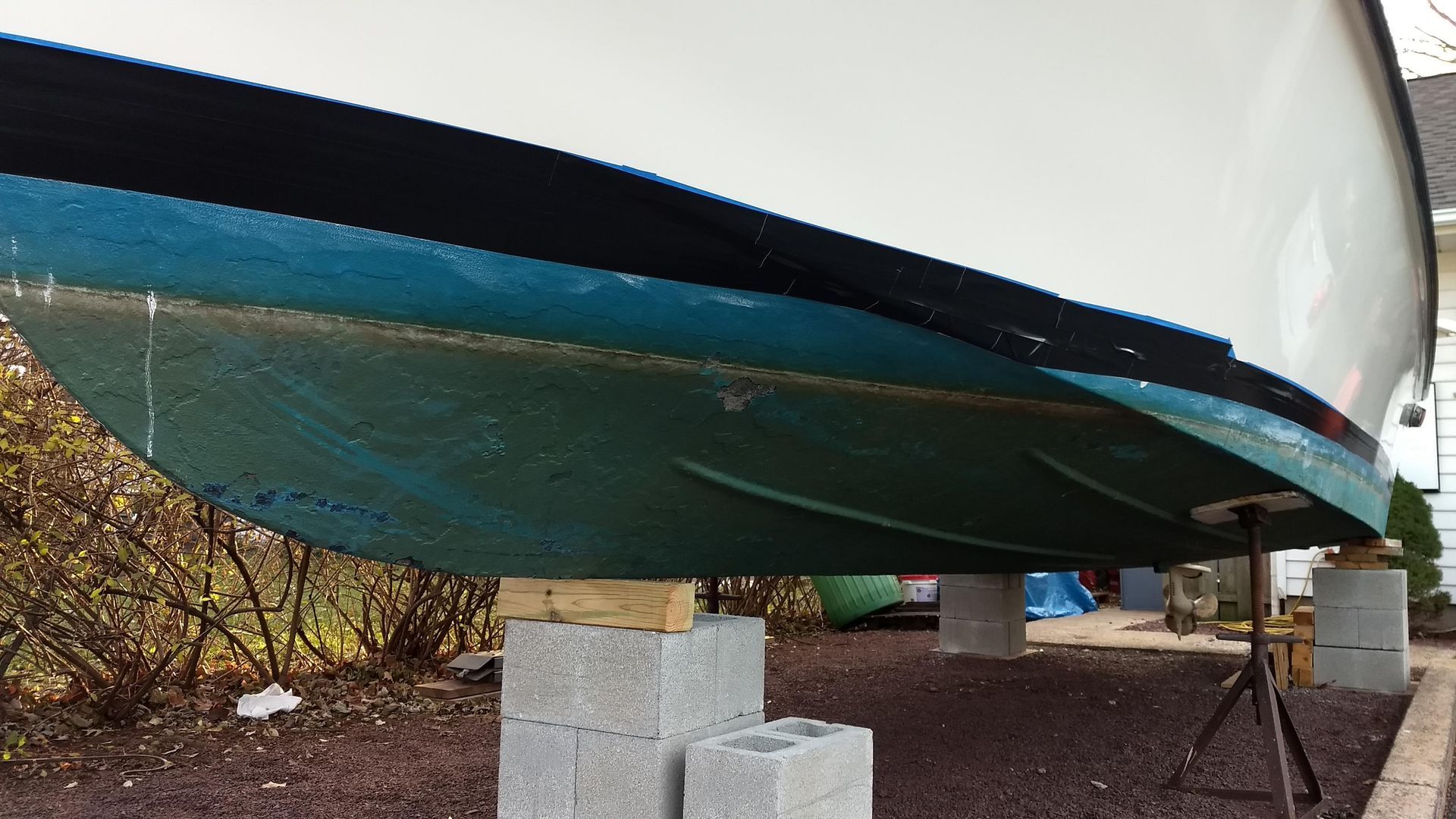Before antifoul paint removal from boat in Bristol pa