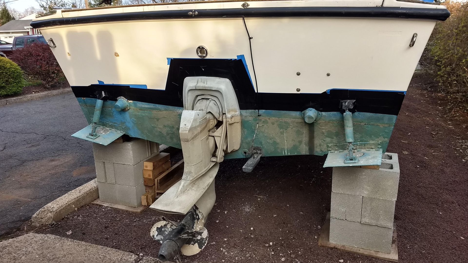 Before antifoul paint stripping from boat bottom in Bristol Pa