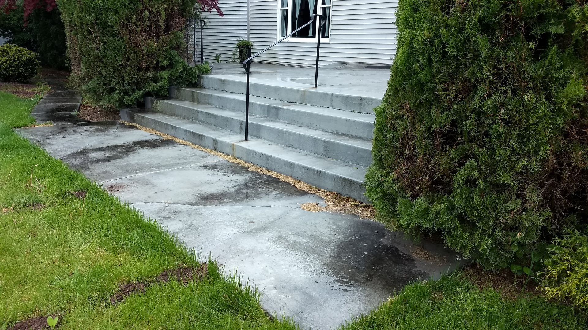 Before concrete patio paint removal blasting in New Hope Pa