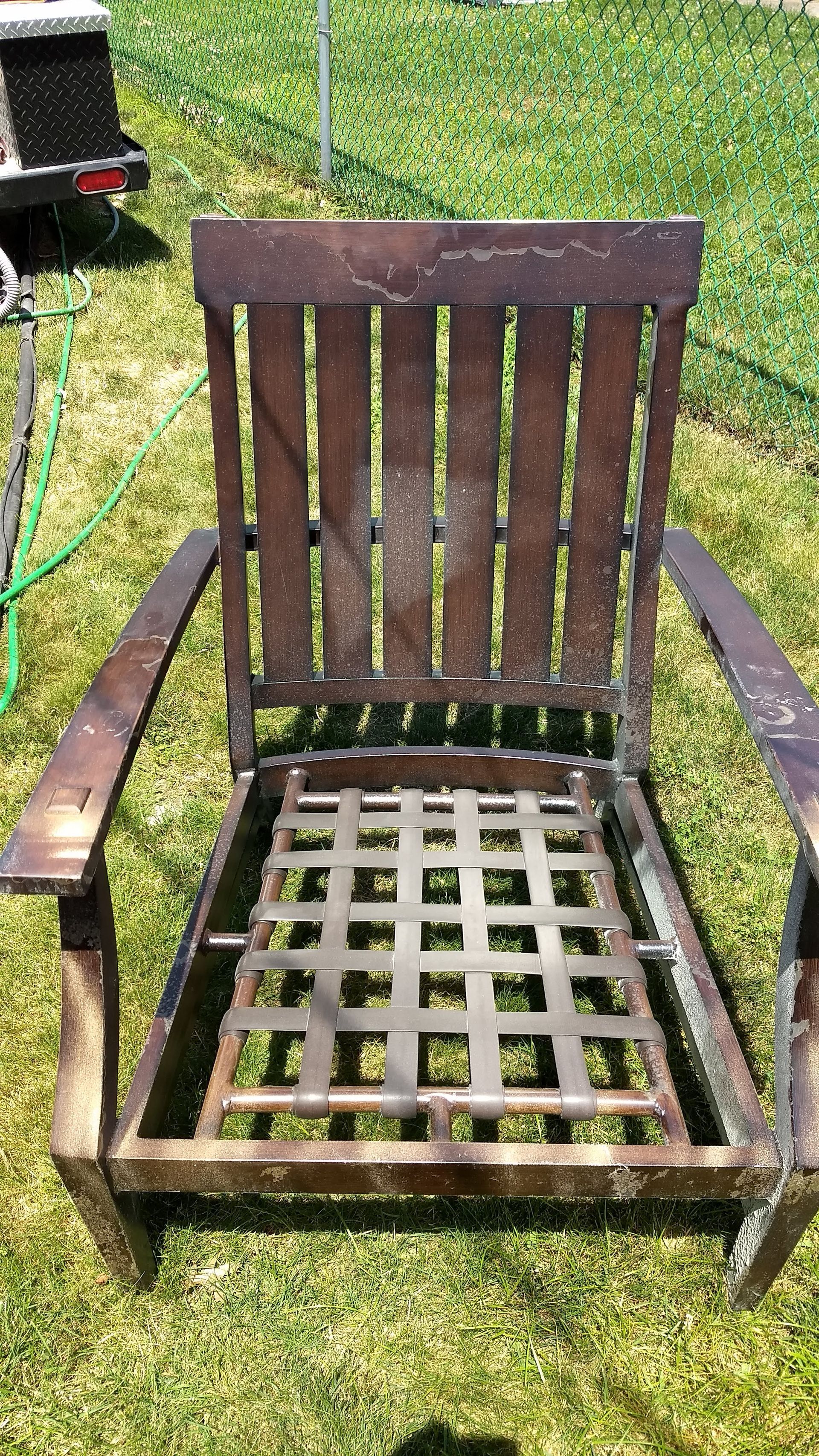 Before patio furniture paint removal sandblasting in Horsham Pa