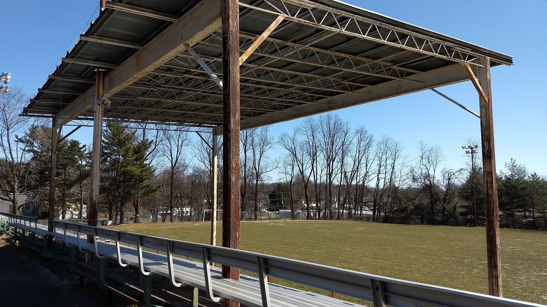 Before rust and paint removal from steel canopy in Bensalem Pa