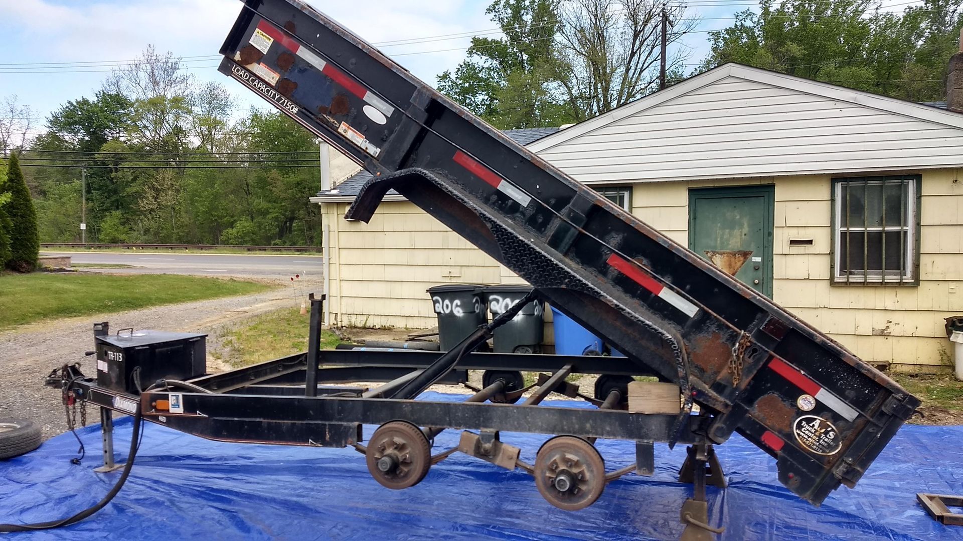 Before steel dump trailer sandblasting in Ambler Pa