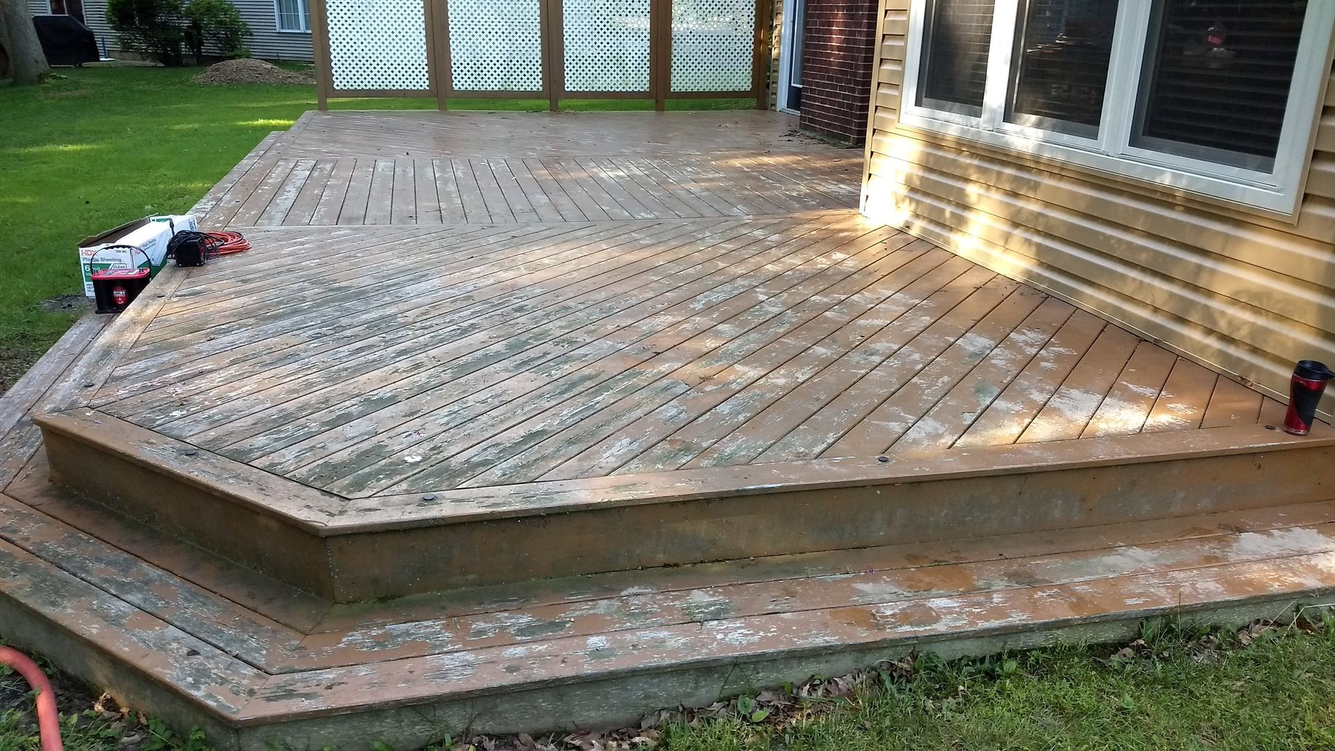 Before wood deck paint removal in New Hope Pa